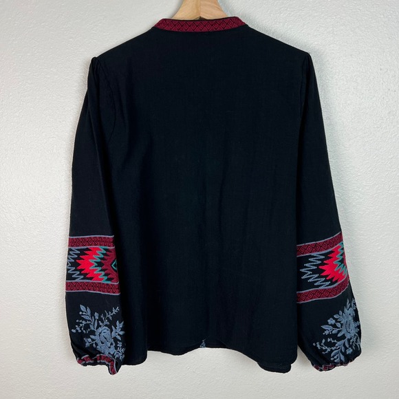 Savanna Jane Women's Embroidered Floral Boho Long Sleeve Top Large - Picture 8 of 10